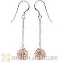 8mm Rose Czech Crystal Ball Sterling Silver Dangle Earrings Wholesale