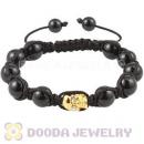 Black Onyx Gold Plated Silver Skull Head String Bracelet Wholesale