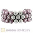 3 Row Brown Snowflake Glass Bead Bracelet With Czech Crystal For Christmas Gift