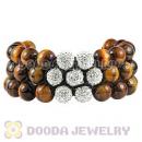 3 Row Tiger Eye White Czech Crystal Wrap Bracelet Wholesale