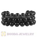 3 Row Black Agate Wrap Bracelet With Hematite Wholesale