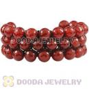 3 Row Faceted Red Agate Wrap Bracelet With Hematite Wholesale