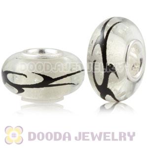 Painted Seaweed Fluorescent European Glass Art Beads in 925 Silver Core