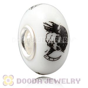 Painted Avatar European Lampwork Glass Art Beads in 925 Silver Core