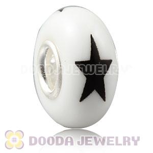 Painted Star European Lampwork Glass Art Beads in 925 Silver Core