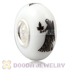 Painted Zodiac Virgo European Lampwork Glass Beads in 925 Silver Core