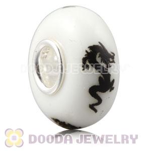 Painted Dragon European Lampwork Glass Art Beads in 925 Silver Core