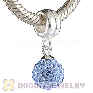 Sterling Silver European Charms Dangle Blue Czech Crystal Beads