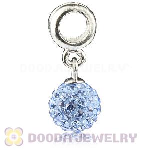 Sterling Silver European Charms Dangle Blue Czech Crystal Beads
