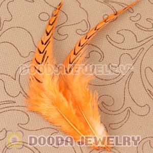 Natural Striped Orange Grizzly Rooster Feather Hair Extensions Wholesale
