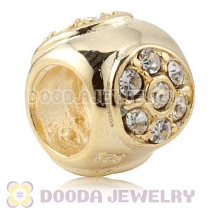 Gold Plated Sterling Silver Charm Beads With Clear Stones