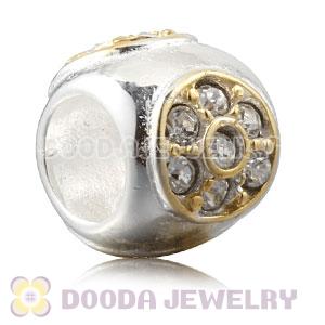 Gold Plated Sterling Silver Charm Beads With Clear Stones