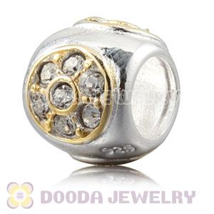 Gold Plated Sterling Silver Charm Beads With Clear Stones
