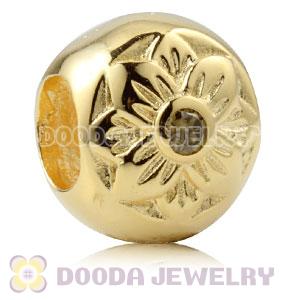 Gold Plated Sterling Silver Flower Charm Beads With Olive Stone
