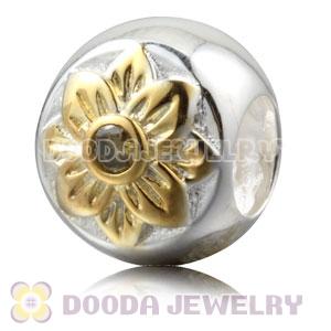 Gold Plated Sterling Silver Flower Charm Beads With Olive Stone