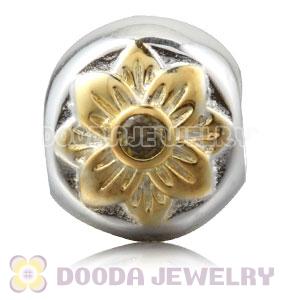 Gold Plated Sterling Silver Flower Charm Beads With Olive Stone