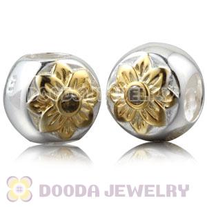 Gold Plated Sterling Silver Flower Charm Beads With Olive Stone