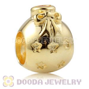 Gold Plated Sterling Silver Christmas Ball Beads With Orange Stone