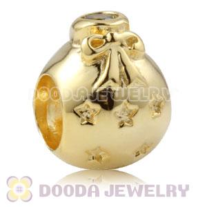 Gold Plated Sterling Silver Christmas Ball Beads With Olive Stone