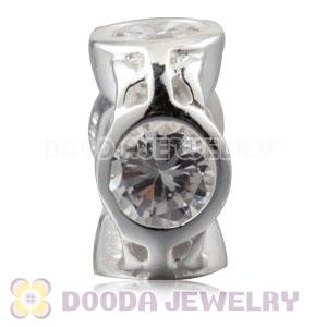 Authentic Sterling Silver Spacer Beads With Clear Stones