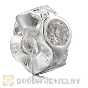 Authentic Sterling Silver Spacer Beads With Clear Stones