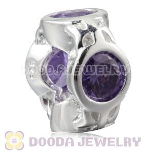 Authentic Sterling Silver Spacer Beads With Purple Stones