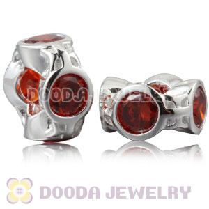 Authentic Sterling Silver Spacer Beads With Orange Stones