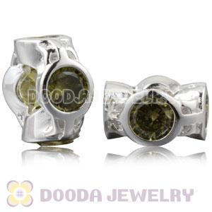 Authentic Sterling Silver Spacer Beads With Olive Stones