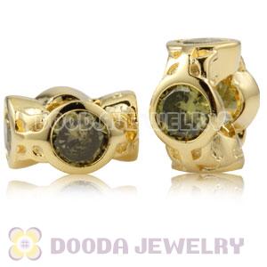 Gold Plated Sterling Silver Spacer Beads With Olive Stones