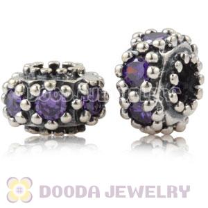 925 Sterling Silver Charm Beads With Purple Stone
