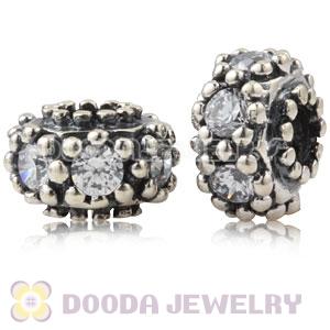 925 Sterling Silver Charm Beads With Clear Stone