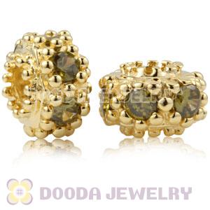 Gold Plated Sterling Silver Charm Beads With Olive Stone