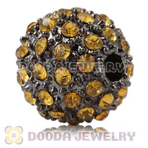 10mm Handmade Alloy Beads With Yellow Crystal Wholesale