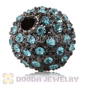 10mm Handmade Alloy Beads With Cyan Crystal Wholesale