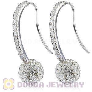 10mm Czech Crystal Ball Earrings With Sterling Silver Inlay CZ Stone Hook 