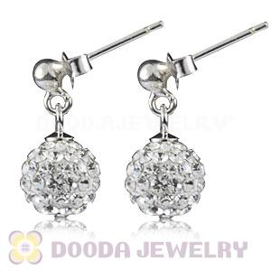 8mm Czech Crystal Ball Sterling Silver Dangle Earrings 