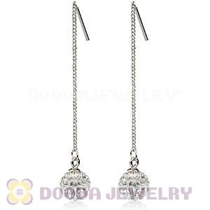 8mm Czech Crystal Ball Sterling Silver String Earrings 