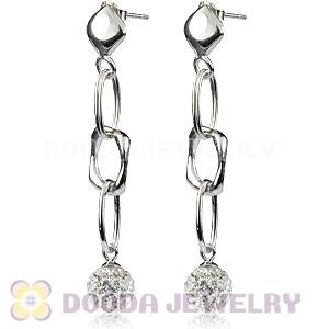 8mm Czech Crystal Ball Sterling Silver Dangle Earrings 