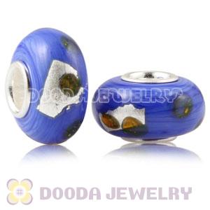 Colored Dots Silver Foil Glass Charm Beads With Sterling Silver Single Core