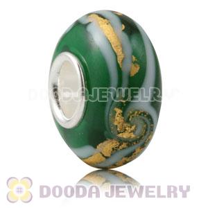 24K Gold Foil Green Glass Beads Wholesale With Sterling Silver Single Core 