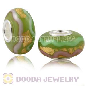 24K Gold Foil Colored Ribbon Glass Beads Wholesale With Sterling Silver Single Core 