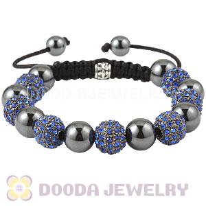 Blue Crystal Disco Ball Bead Bracelet With Hematite Wholesale 