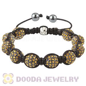 Yellow Crystal Disco Ball Bead Bracelet With Hematite Wholesale 