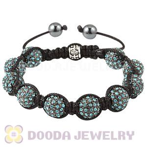 Cyan Crystal Disco Ball Bead Bracelet With Hematite Wholesale 