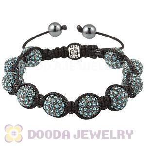 Cyan Crystal Disco Ball Bead Bracelet With Hematite Wholesale