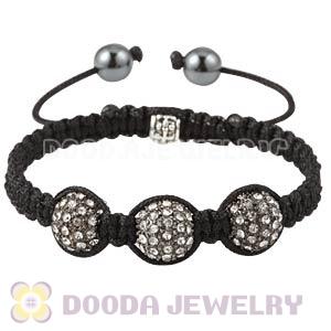 Handmade Style White Crystal Disco Ball Bead Macrame Bracelet Wholesale