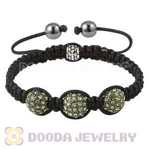 Handmade Style Green Crystal Disco Ball Bead Macrame Bracelet Wholesale