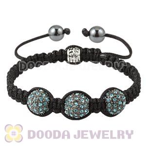 Handmade Style Cyan Crystal Disco Ball Bead Macrame Bracelet Wholesale