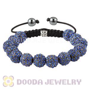 Blue Crystal Disco Ball Bead Bracelet With Hematite Wholesale 