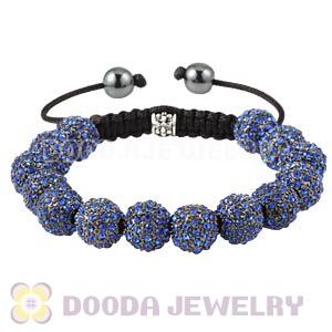 Blue Crystal Disco Ball Bead Bracelet With Hematite Wholesale